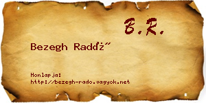 Bezegh Radó névjegykártya